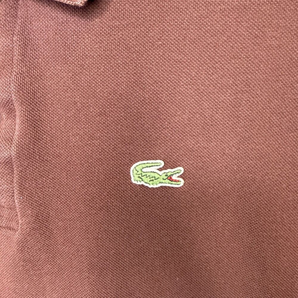 Vintage Lacoste Mens Polo Shirt Size 8 Brown Cotton Short Sleeve Crocodile Logo - Picture 3 of 5